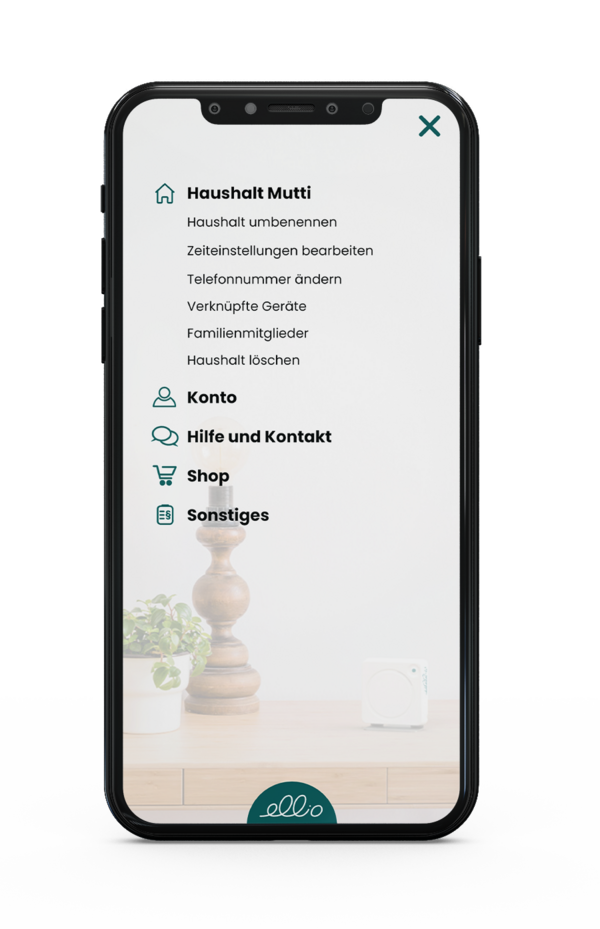 das Hauptmenü in der App