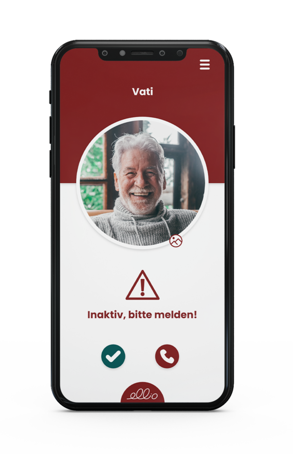 ellio App Homebildschirm bei Inaktivität