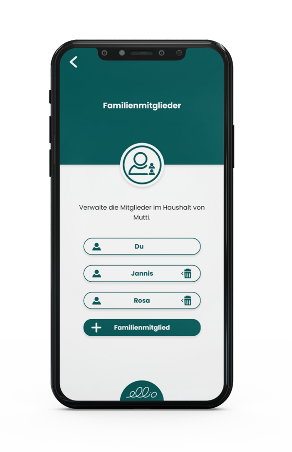 in der ellio App Familienmitglieder hinzufügen